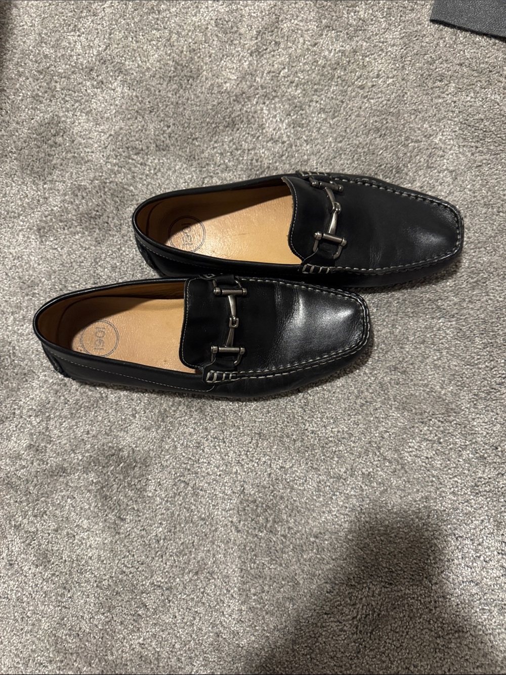 1901 Black Leather Bit-Detail Slip-On Loafers - Picture 2 of 6